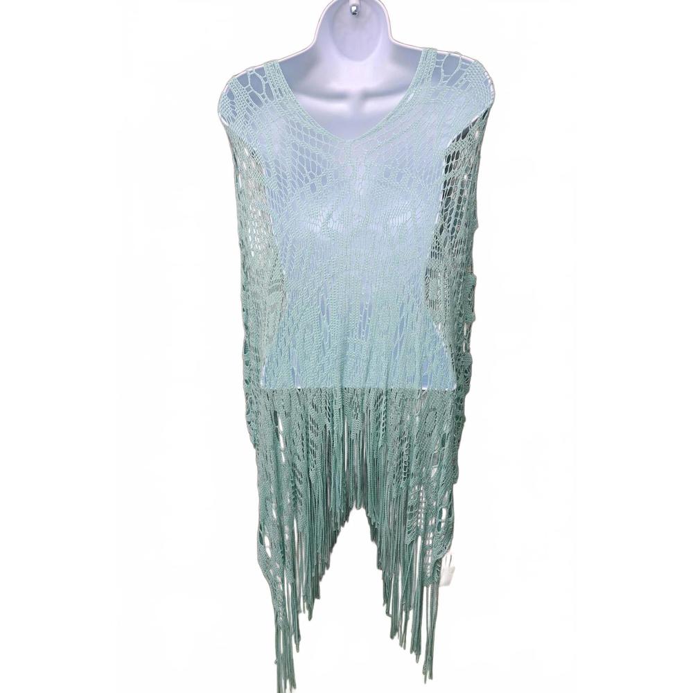 NEW BIJORCA women's crocheted shawl in mint